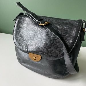 Fossil black leather flap bag